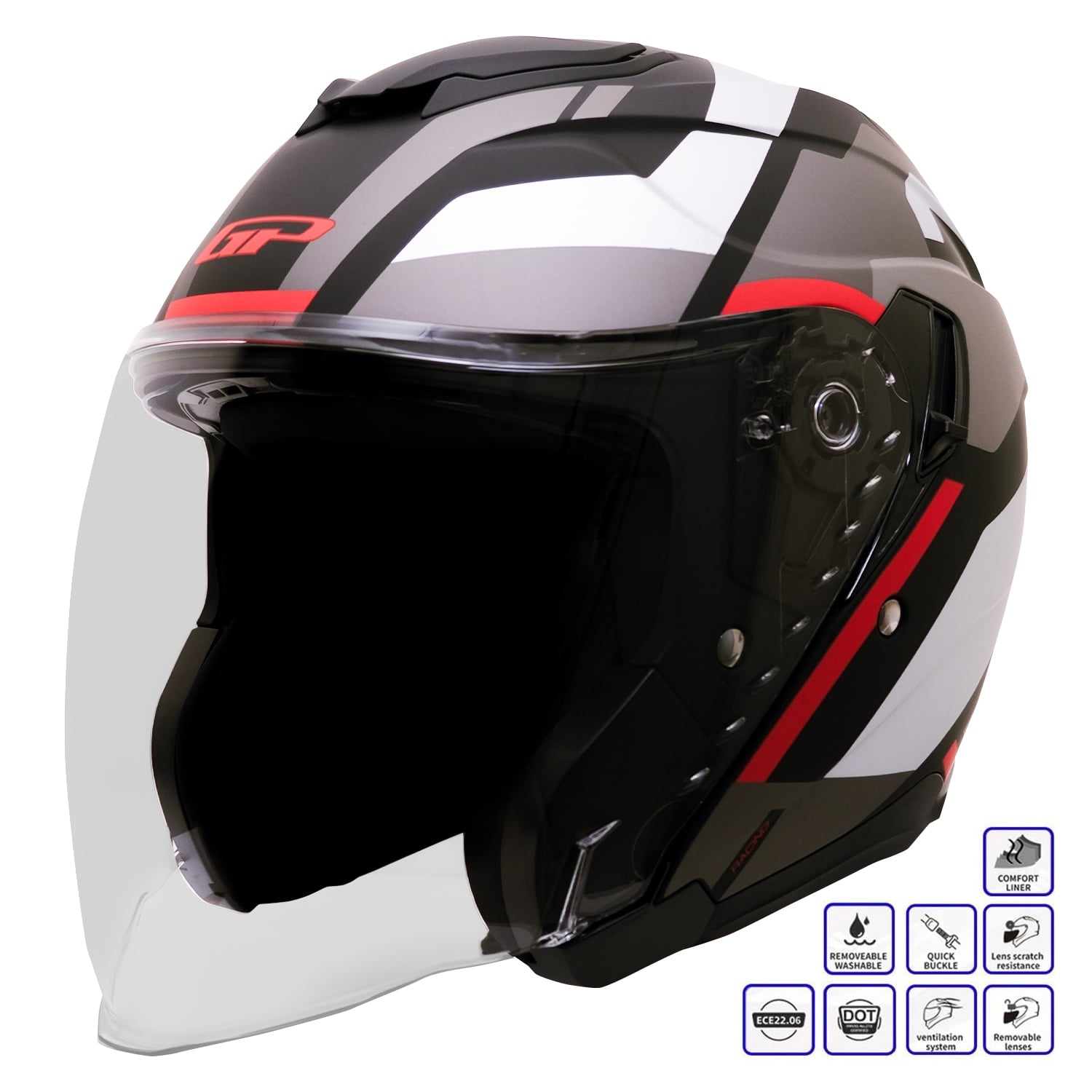 GP Kompozit MKS009-GR Şeffaf Vizörlü Motosiklet Yarım Kask