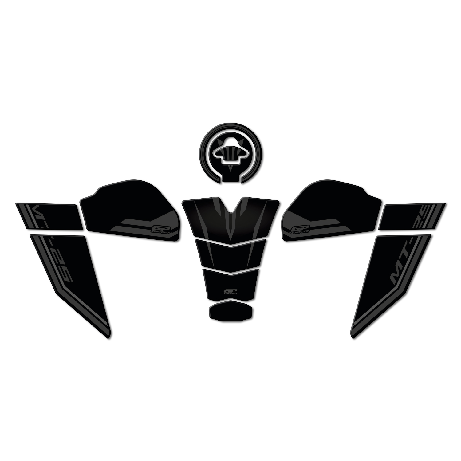 GP Kompozit Yamaha MT-25 2020-2026 Uyumlu Tank Pad Seti Siyah