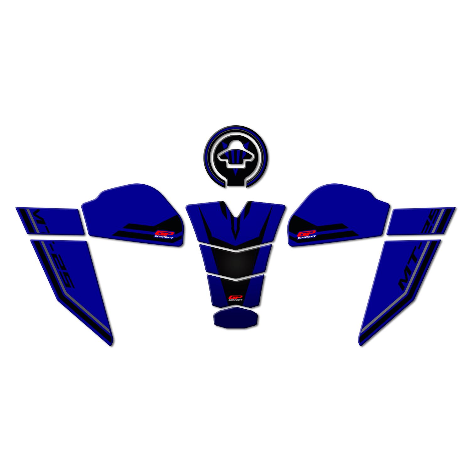 GP Kompozit Yamaha MT-25 2020-2026 Uyumlu Tank Pad Seti Mavi