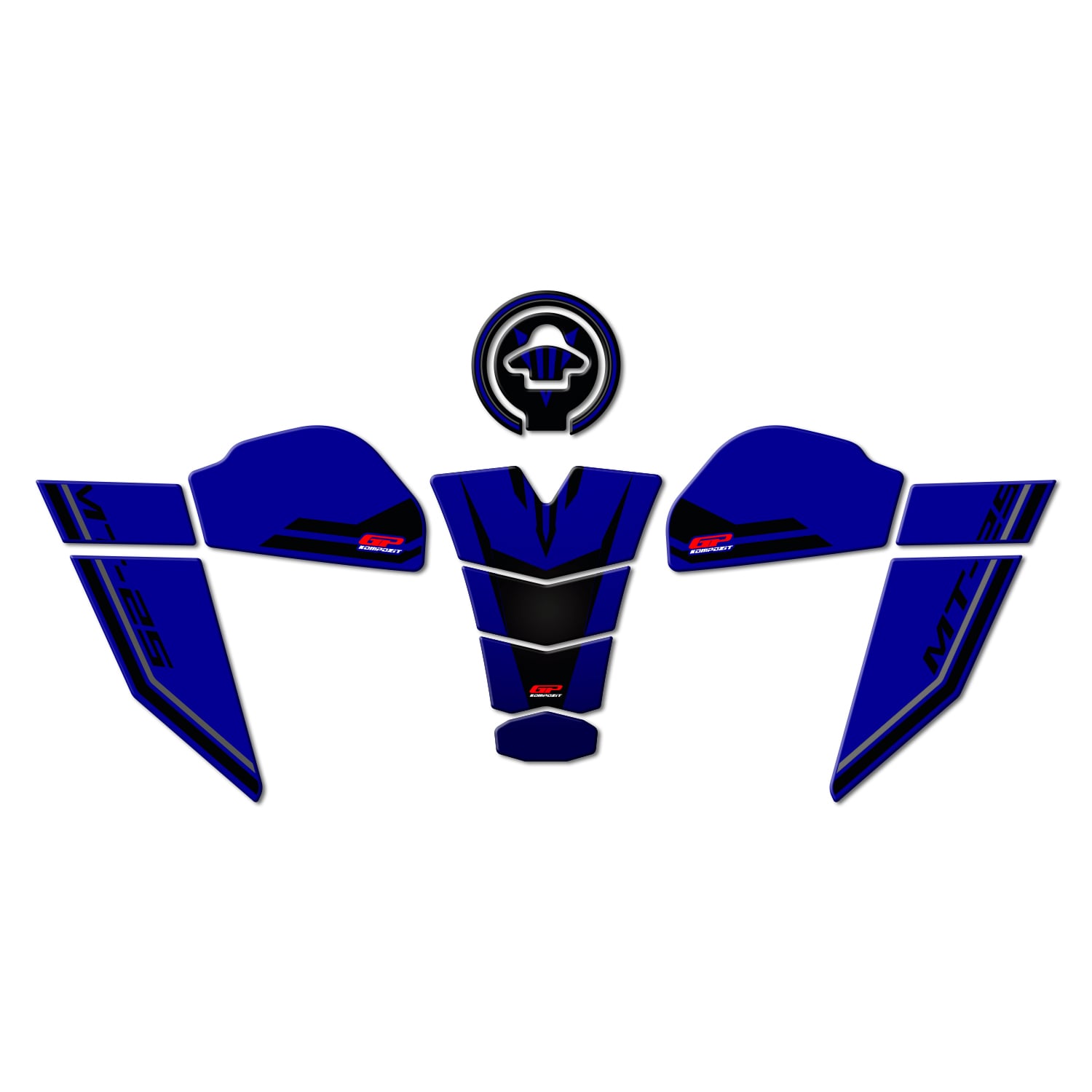 GP Kompozit Yamaha MT-25 2020-2026 Uyumlu Tank Pad Seti Mavi