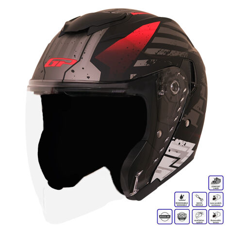 GP Kompozit MKS009-GWR Şeffaf Vizörlü Motosiklet Yarım Kask