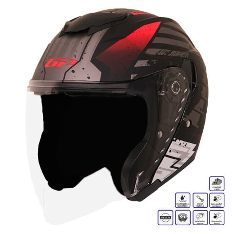 GP Kompozit MKS009-GWR Şeffaf Vizörlü Motosiklet Yarım Kask