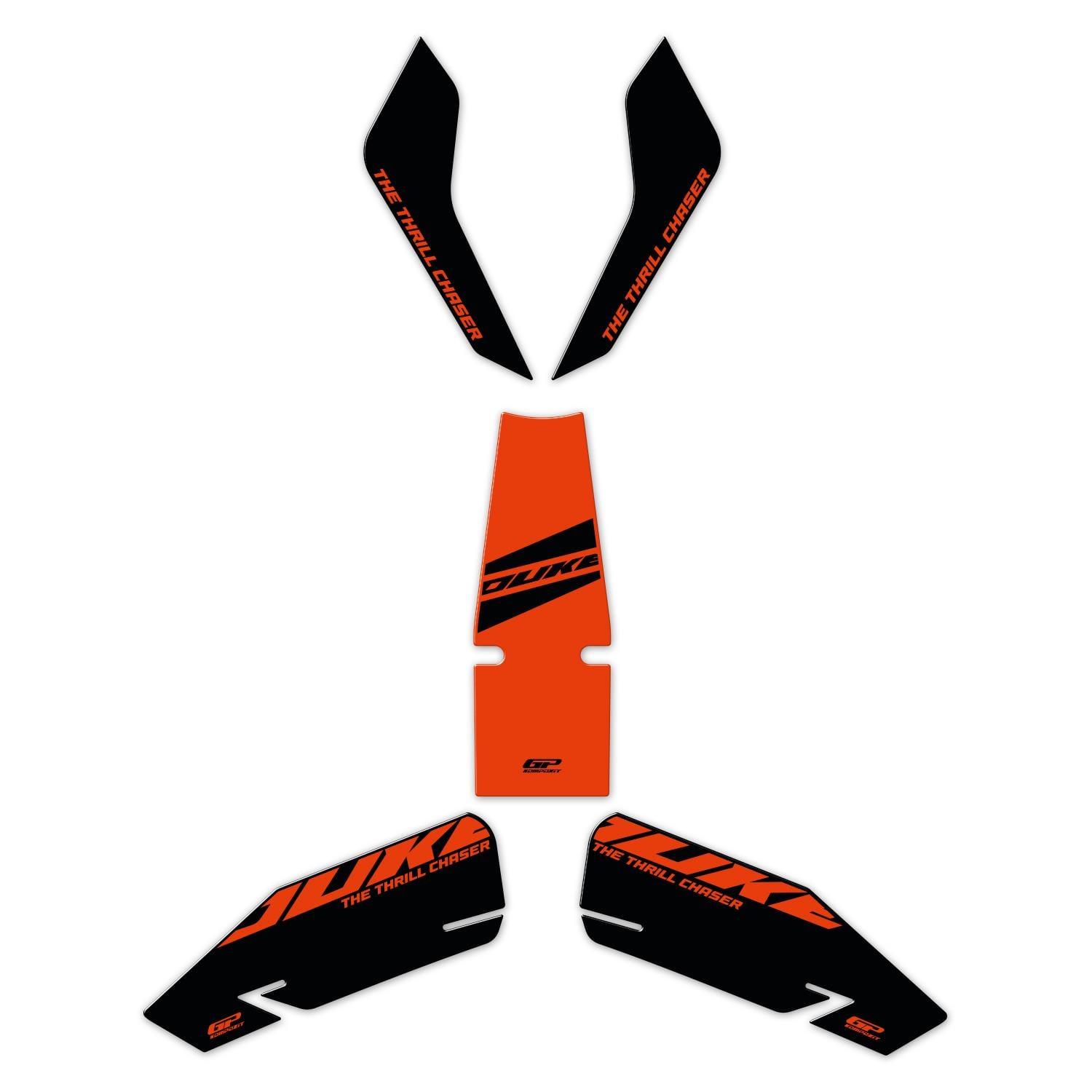 GP Kompozit KTM Duke 250 2024-2026 Uyumlu Tank Pad Seti Turuncu
