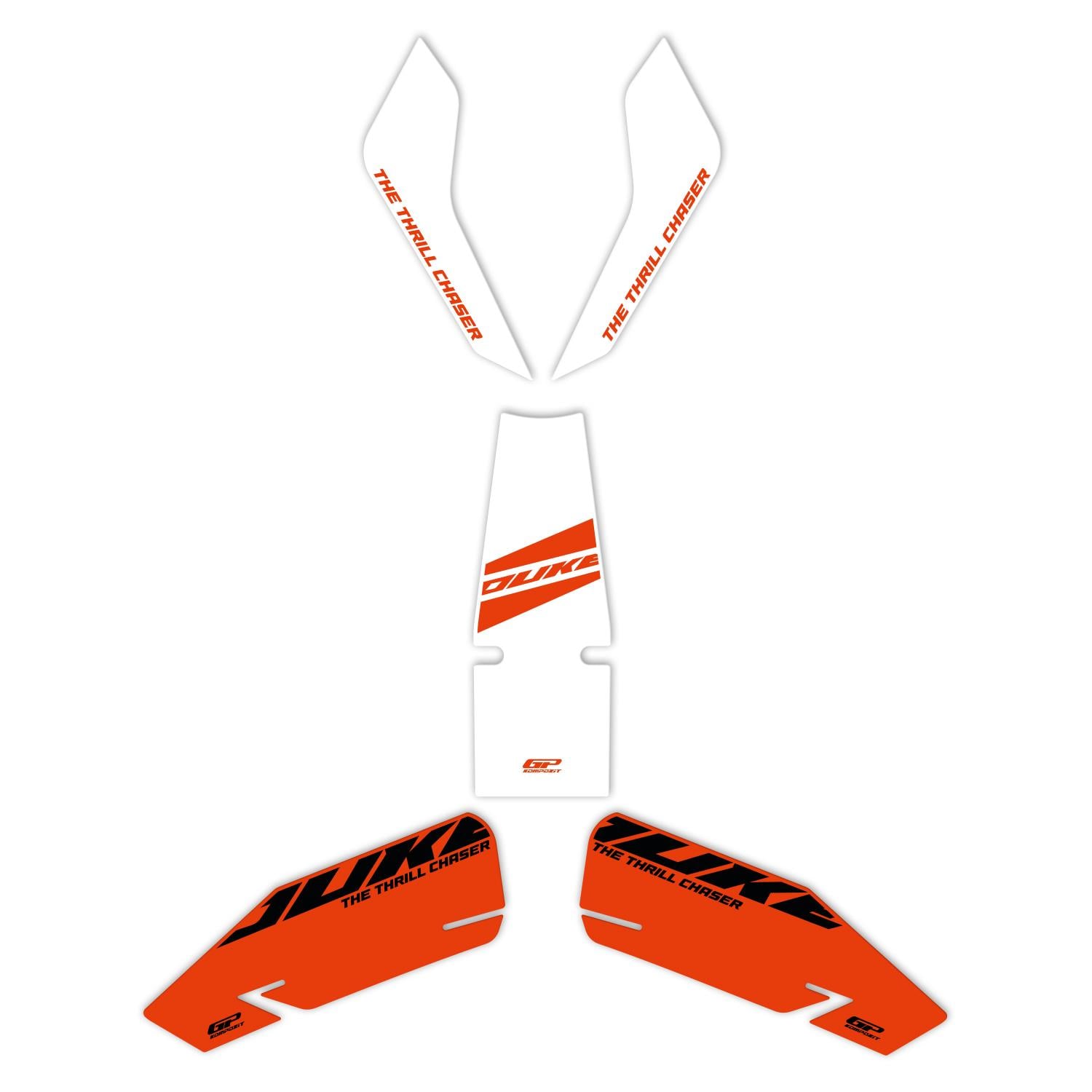 GP Kompozit KTM Duke 250 2024-2026 Uyumlu Tank Pad Seti Beyaz
