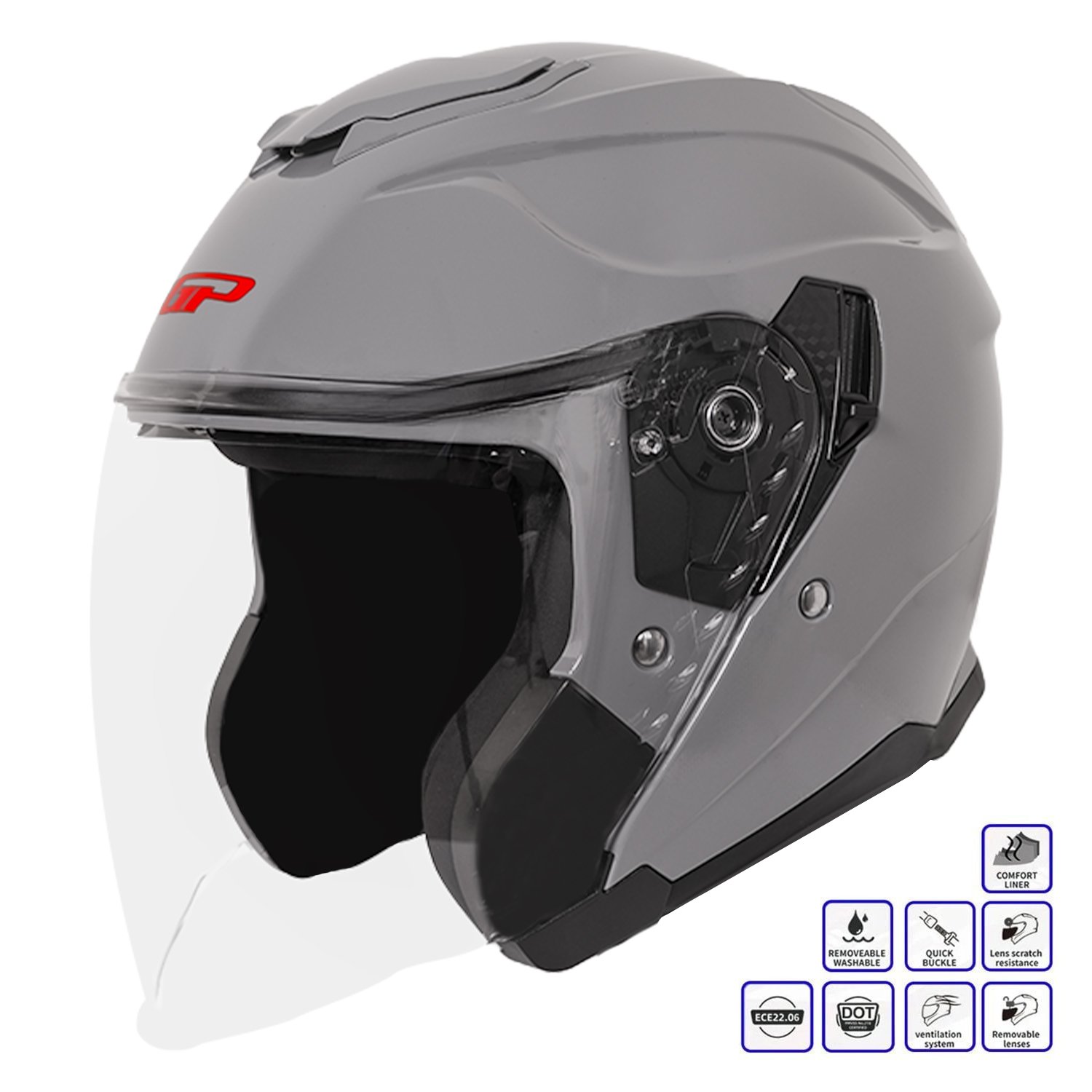 GP Kompozit MKS009-NG Şeffaf Vizörlü Motosiklet Yarım Kask