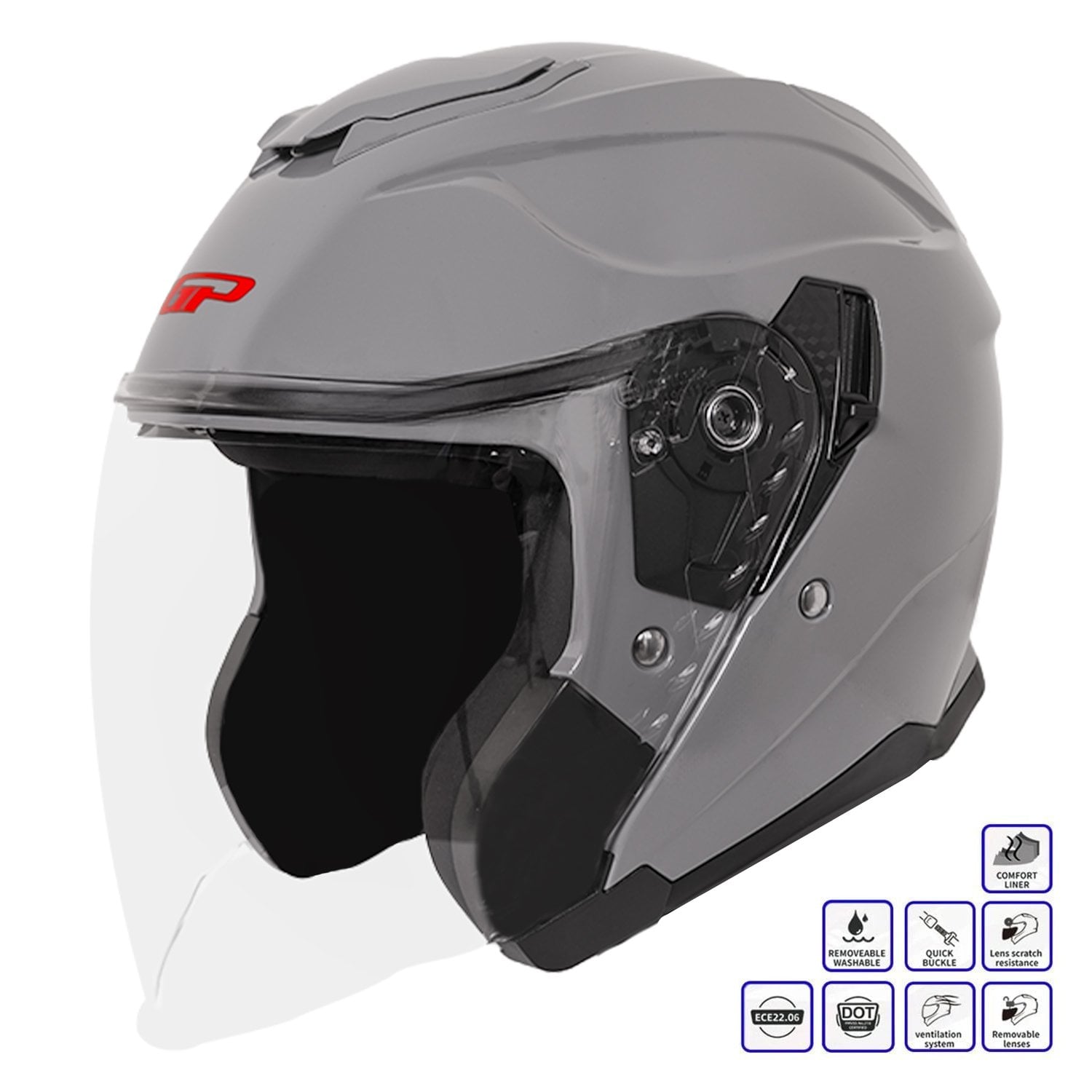 GP Kompozit MKS009-NG Şeffaf Vizörlü Motosiklet Yarım Kask