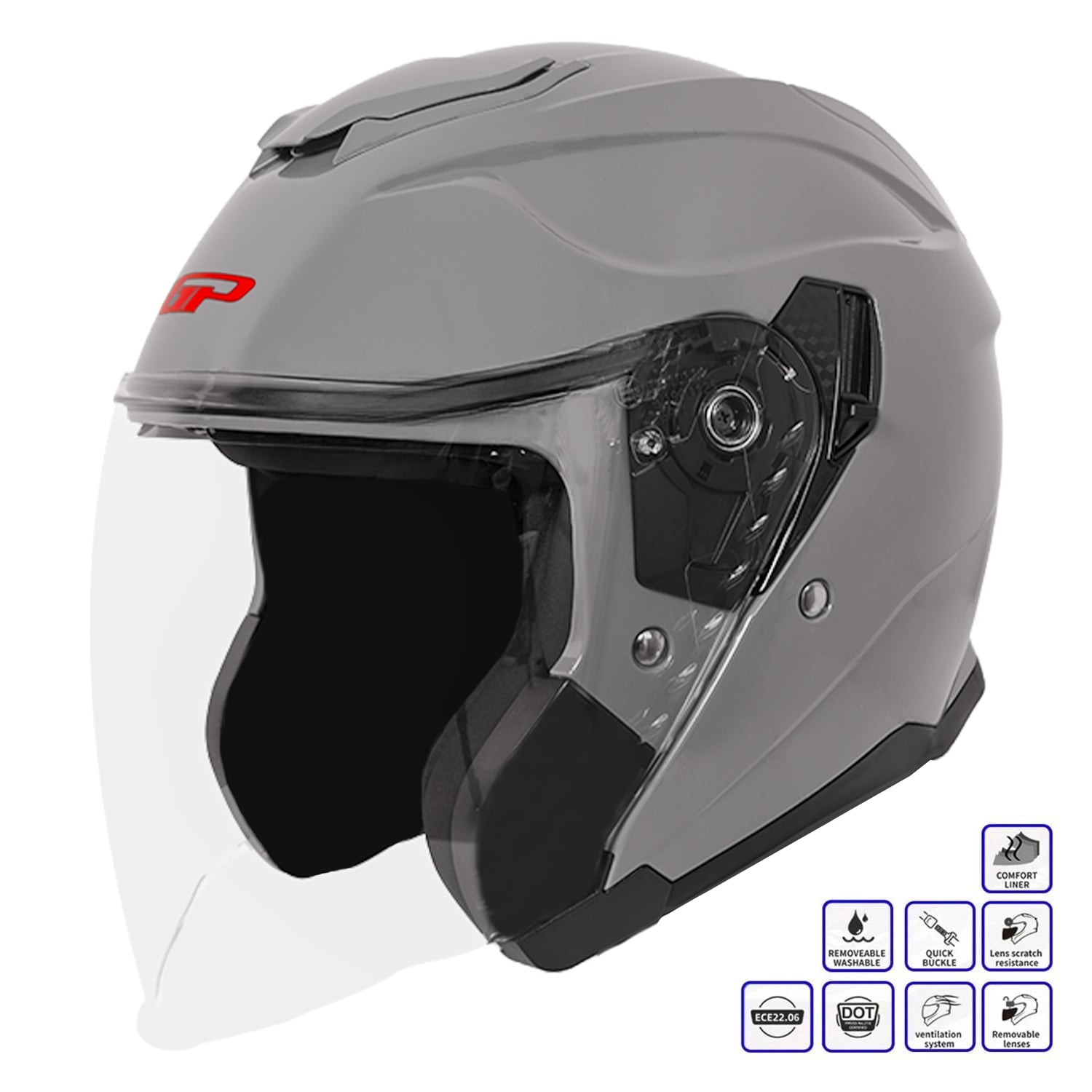 GP Kompozit MKS009-NG Şeffaf Vizörlü Motosiklet Yarım Kask