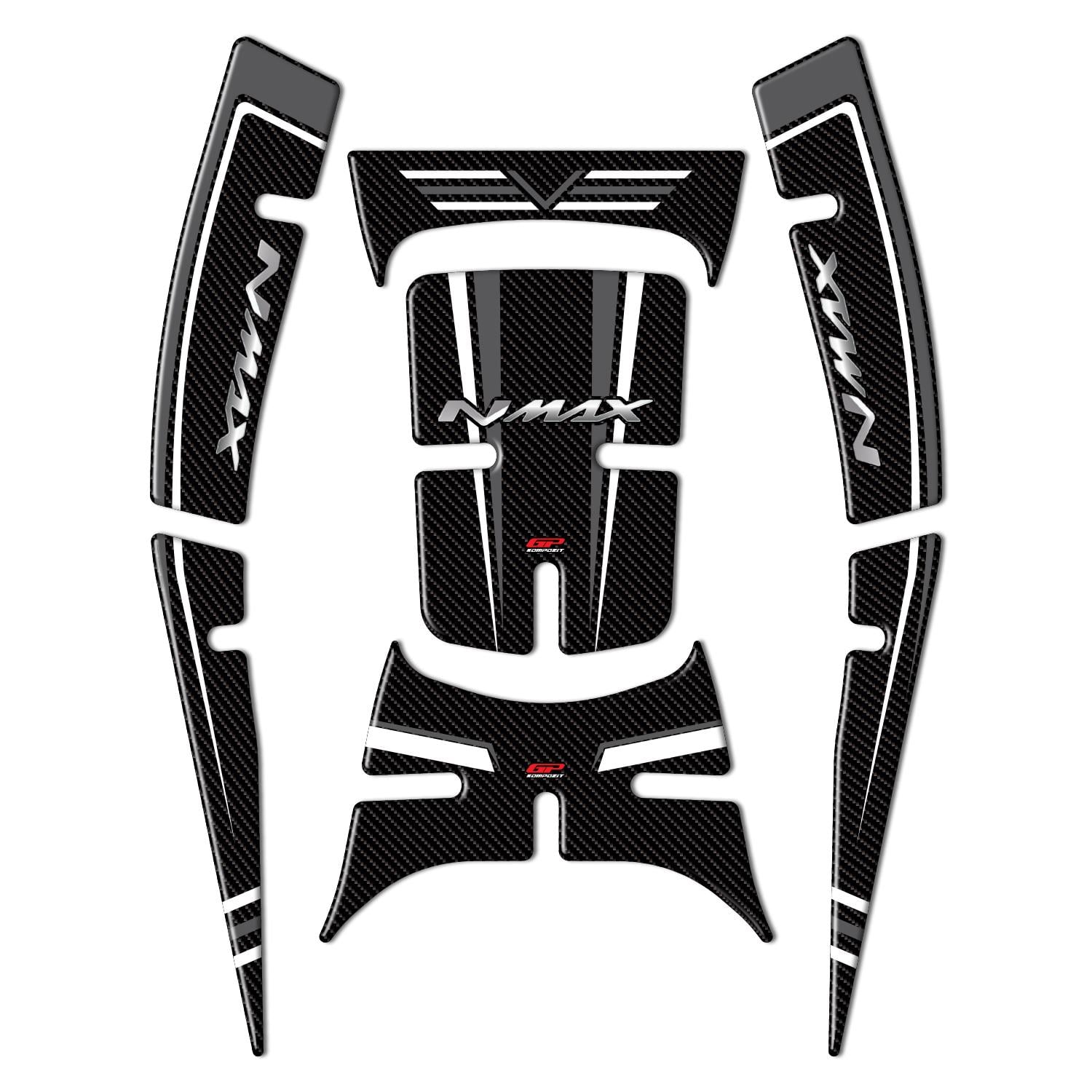 GP Kompozit Yamaha NMAX 125 / 155 2021-2024 Uyumlu Tank Pad Seti Gri