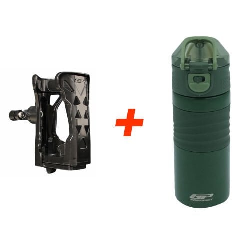 GP Kompozit TRM004 450 ml Çift Cidarlı Vakumlu Paslanmaz Çelik Haki Termos + Termos Tutucu