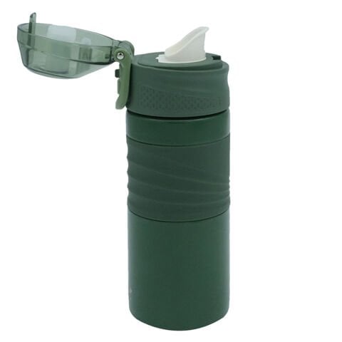 GP Kompozit TRM004 450 ml Çift Cidarlı Vakumlu Paslanmaz Çelik Haki Termos + Termos Tutucu