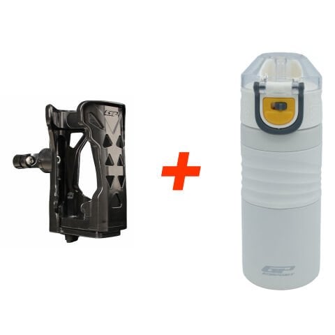 GP Kompozit TRM004 450 ml Çift Cidarlı Vakumlu Paslanmaz Çelik Beyaz Termos + Termos Tutucu