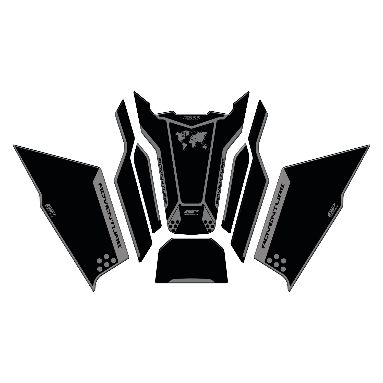 GP Kompozit BMW F 900 GS ADV 2024 Uyumlu Tank Pad Seti Siyah