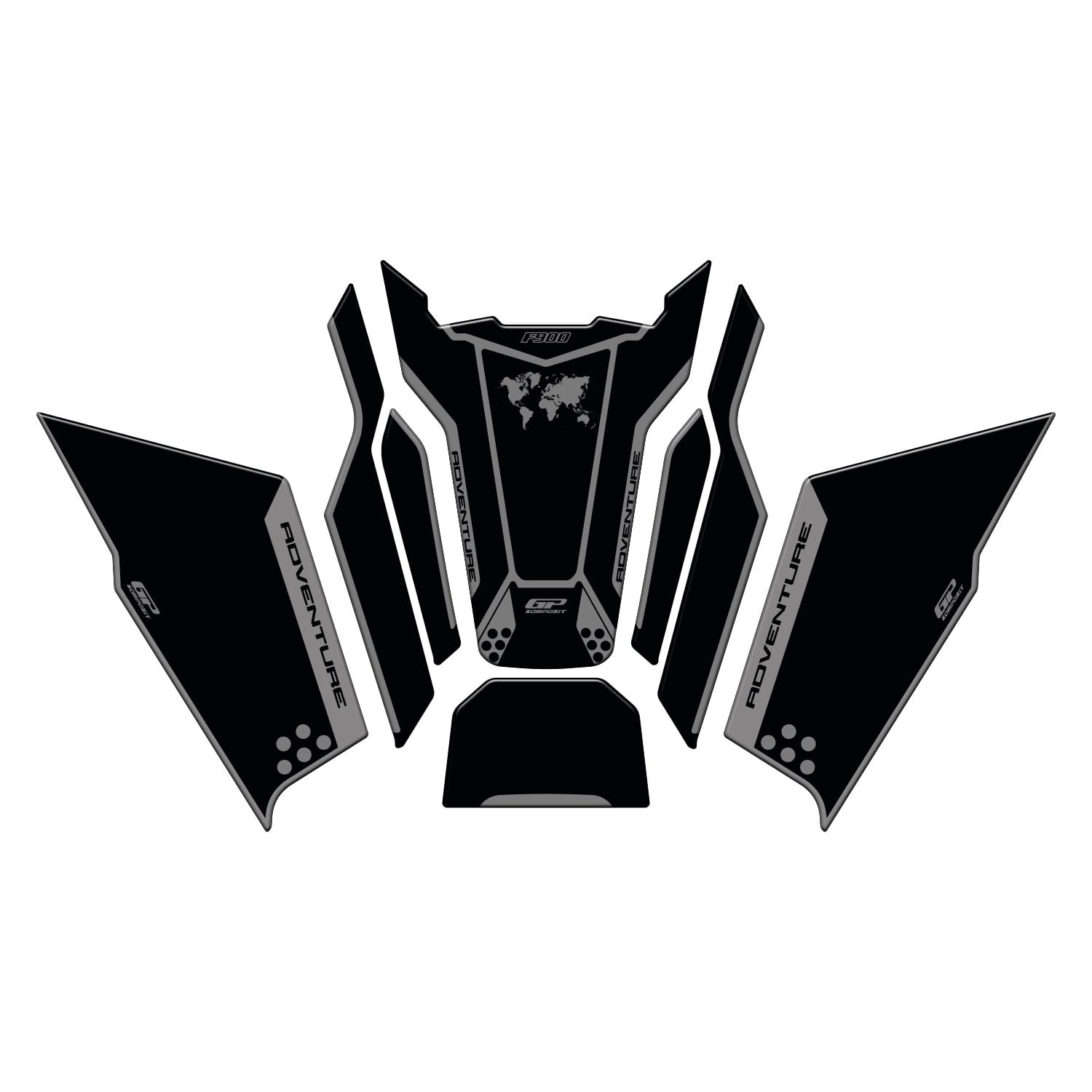GP Kompozit BMW F 900 GS ADV 2024-2026 Uyumlu Tank Pad Seti Siyah