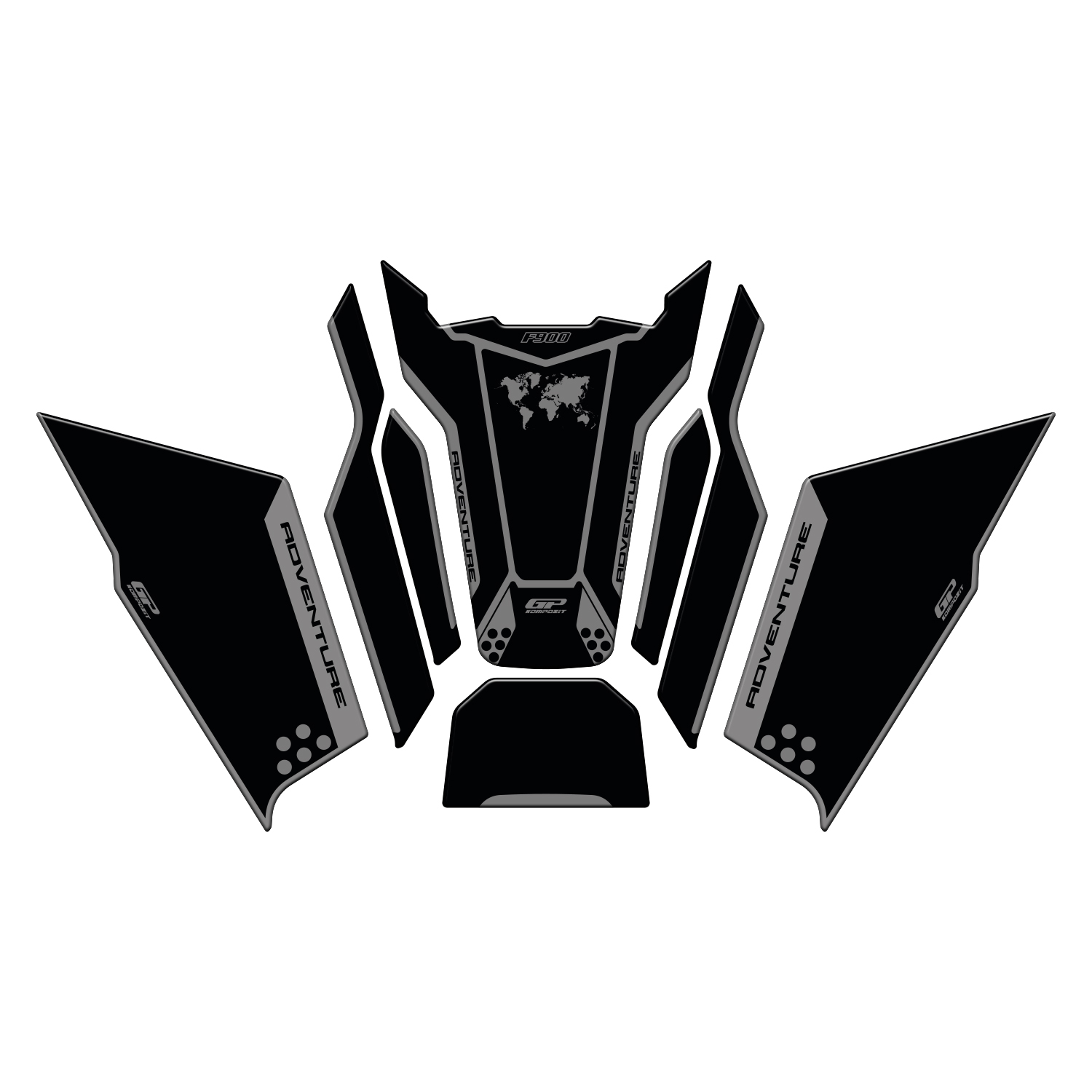 GP Kompozit BMW F 900 GS ADV 2024-2026 Uyumlu Tank Pad Seti Siyah