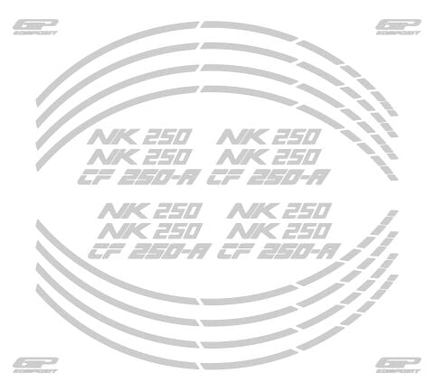 GP Kompozit CF Moto 250 NK 2018-2026 Uyumlu Jant Şeridi Reflektif Gri