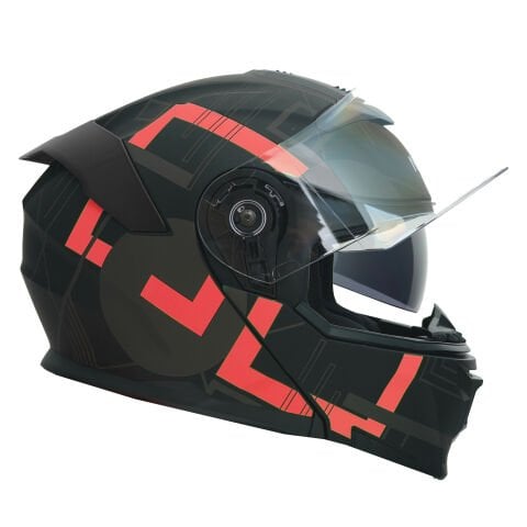 GP NERO MKS004-MBA3R Güneş Vizörlü Şeffaf Çene Açılır Motosiklet Kaskı