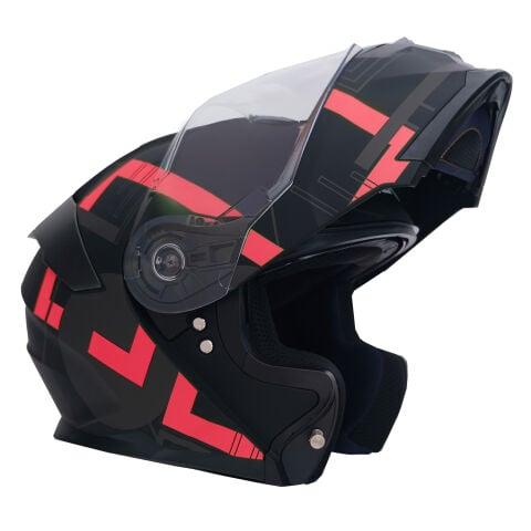 GP NERO MKS004-MBA3R Güneş Vizörlü Şeffaf Çene Açılır Motosiklet Kaskı