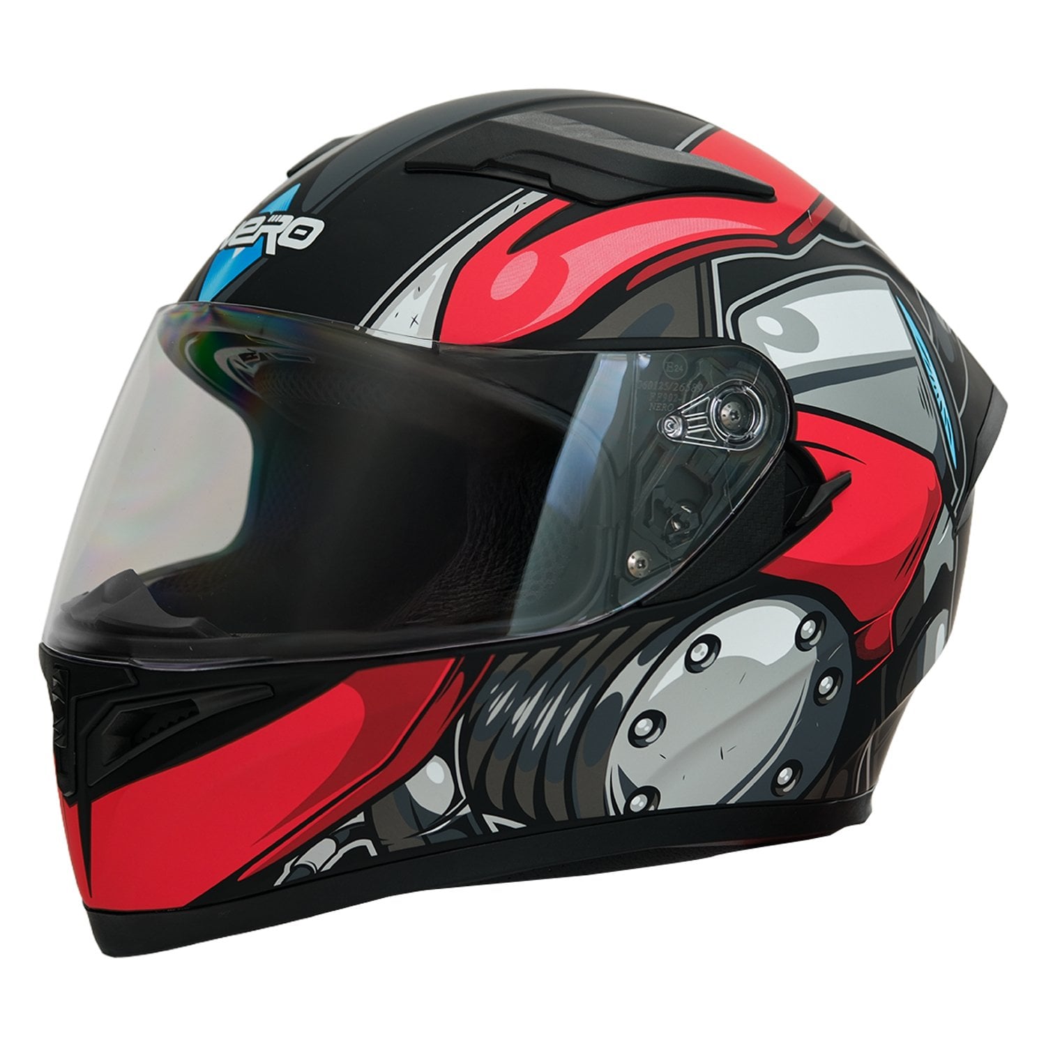 GP NERO MKS003-MBB4R Güneş Vizörlü Şeffaf Full Face Motosiklet Kaskı