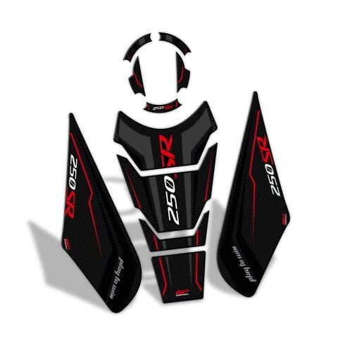 GP Kompozit CF Moto 250 SR 2020-2026 Uyumlu Tank Pad Seti Siyah - Kırmızı
