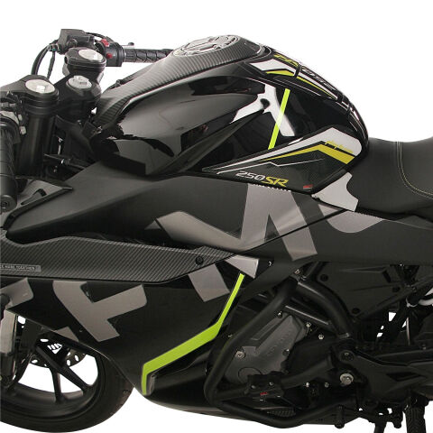 GP Kompozit CF Moto 250 SR 2020-2025 Uyumlu Tank Pad Seti Siyah - Kırmızı