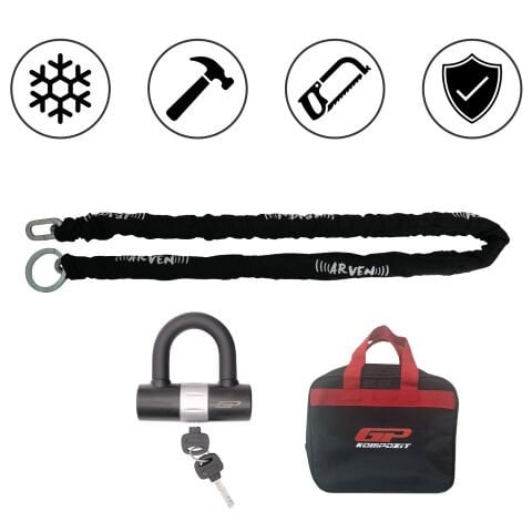 GP Kompozit Universal 1.7 mt 10 mm Kesilmez Motosiklet Zinciri ve Kilidi