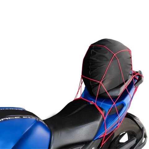 GP Kompozit Kırmızı Kask Filesi + 2 li Bagaj Lastiği + Buff