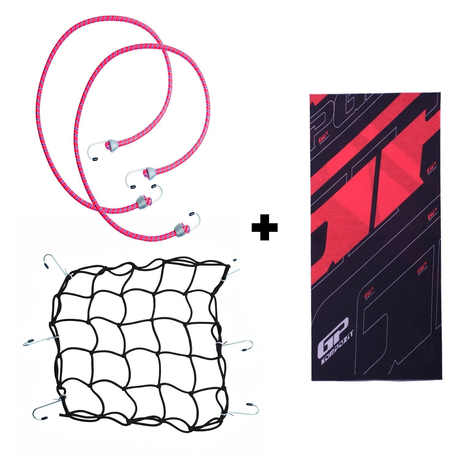 GP Kompozit Siyah Kask Filesi + 2 li Bagaj Lastiği + Buff