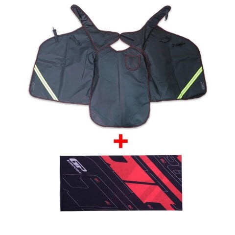 GP Kompozit Universal Reflektifli Motosiklet Diz Örtüsü Siyah (1 Adet Boyunluk Hediye)