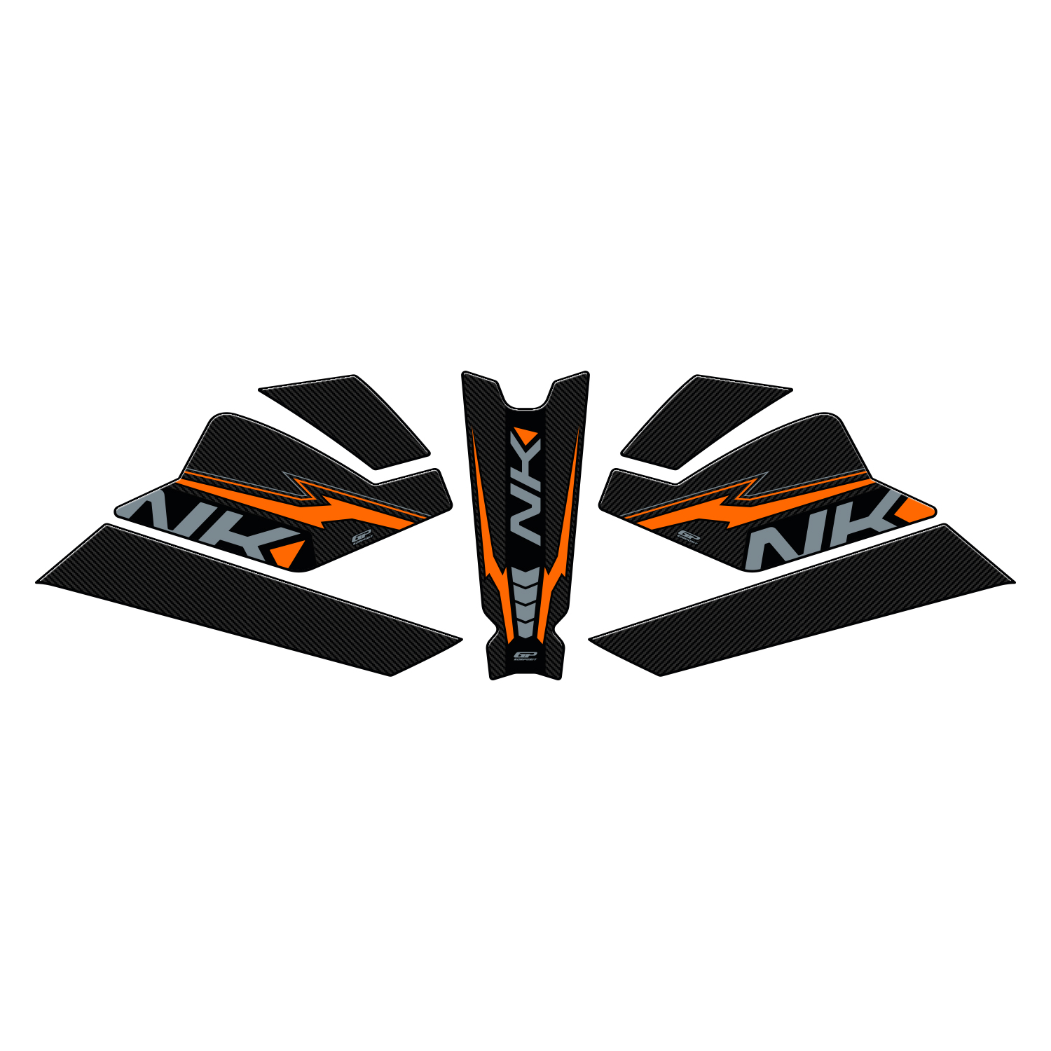 GP Kompozit CF Moto 250 NK 2023-2026 Uyumlu Tank Pad Seti Turuncu
