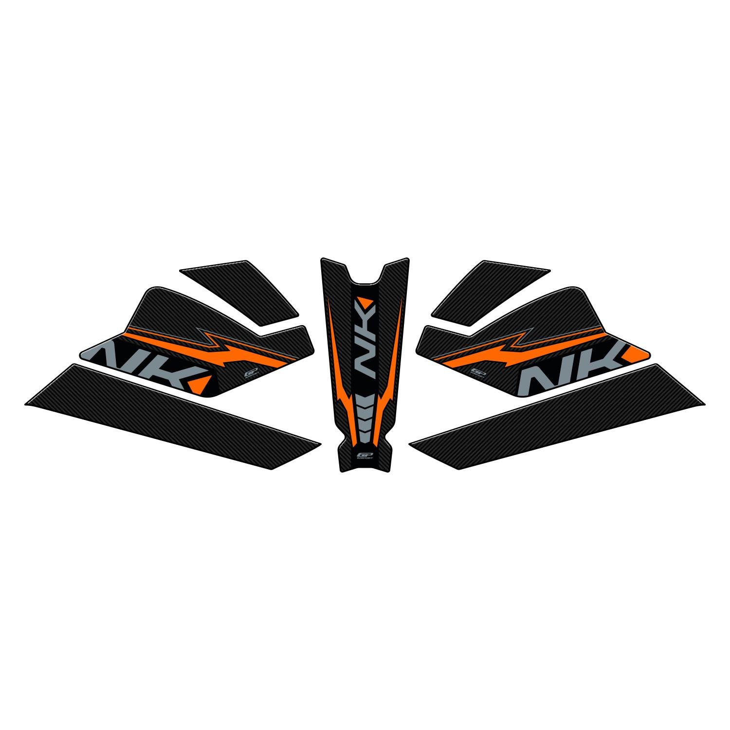 GP Kompozit CF Moto 250 NK 2023-2026 Uyumlu Tank Pad Seti Turuncu