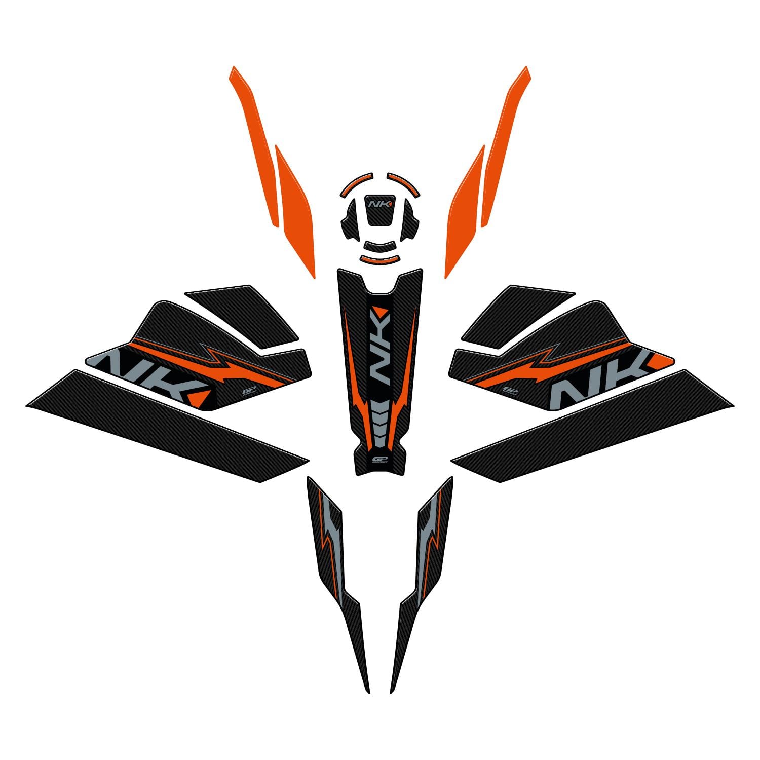 GP Kompozit CF Moto 250 NK 2023-2026 Uyumlu Full Pad Seti Turuncu