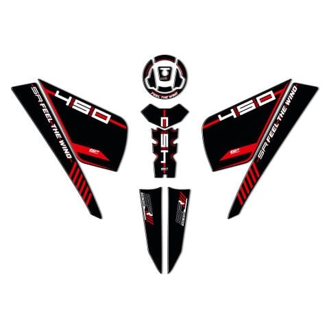 GP Kompozit CF Moto 450 SR 2023-2026 Uyumlu Tank Pad Seti Kırmızı