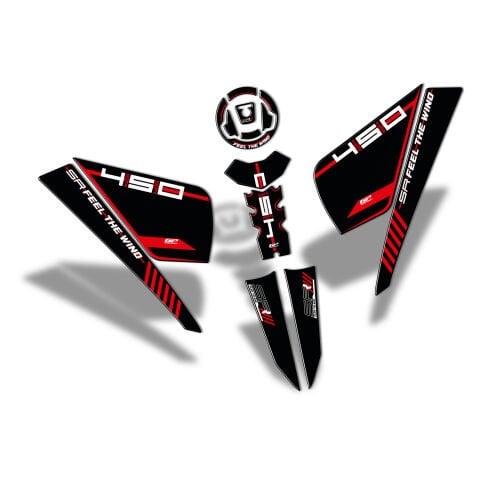 GP Kompozit CF Moto 450 SR 2023-2024 Uyumlu Tank Pad Seti Kırmızı