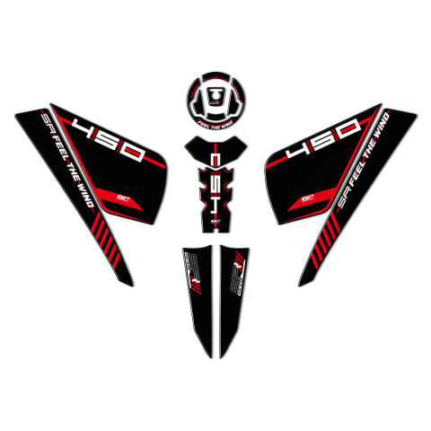 GP Kompozit CF Moto 450 SR 2023-2026 Uyumlu Tank Pad Seti Kırmızı