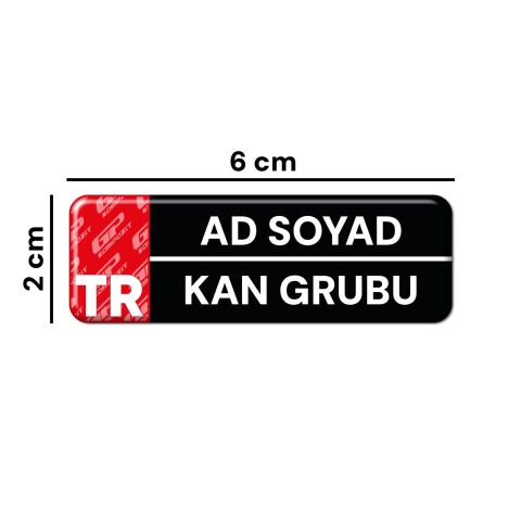 GP Kompozit Kişiye Özel İsim ve Kan Grubu Damla Sticker 6 Adet Siyah Beyaz