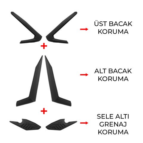 GP Kompozit Honda PCX 125 / 150 2025 Uyumlu Bacak ve Sele Altı Grenaj Koruma Seti Siyah