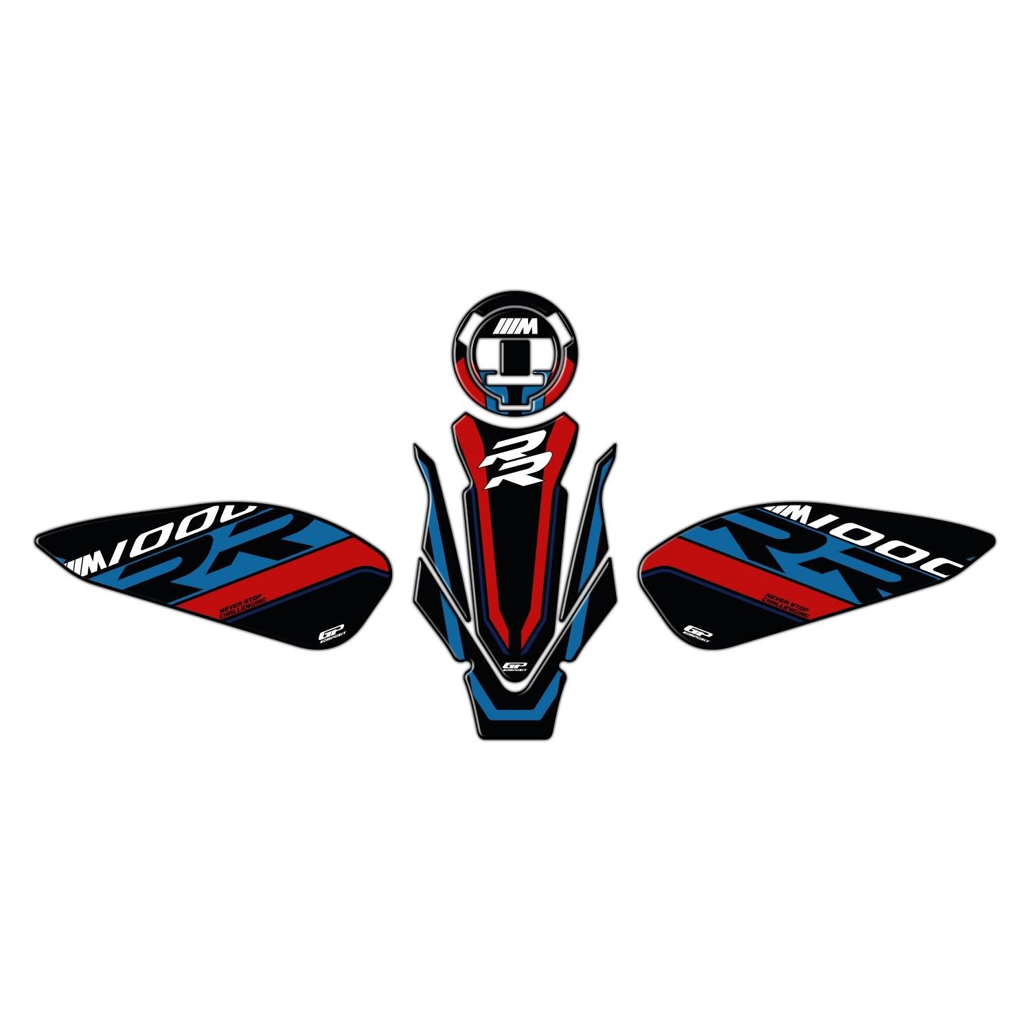 GP Kompozit BMW M 1000 RR 2021-2024 Uyumlu Tank Pad Seti Siyah