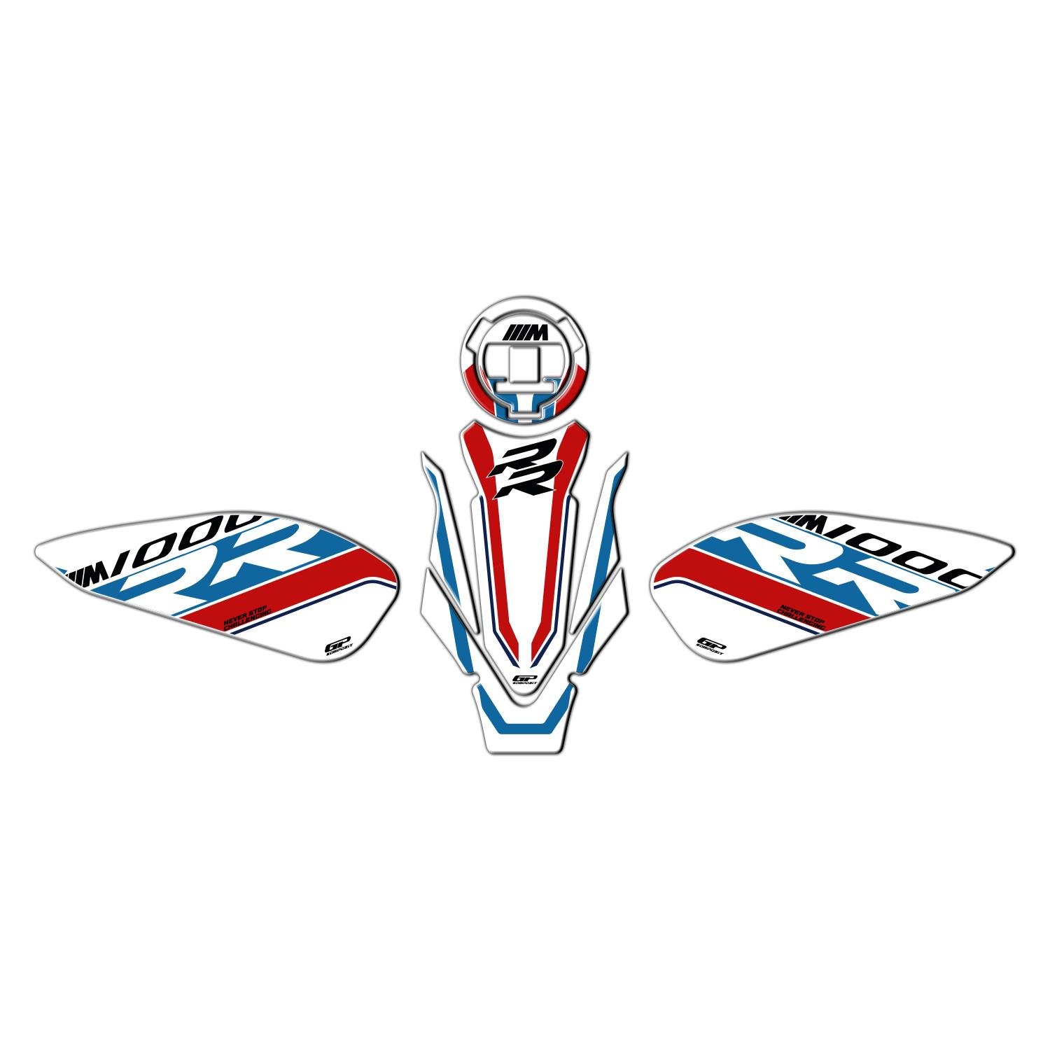 GP Kompozit BMW M 1000 RR 2021-2024 Uyumlu Tank Pad Seti Beyaz
