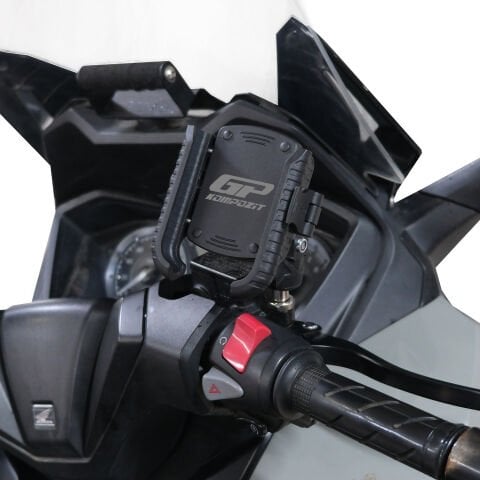 GP Kompozit Honda Forza 250 2018-2026 Uyumlu Titreşim Modüllü Telefon Tutucu Siyah