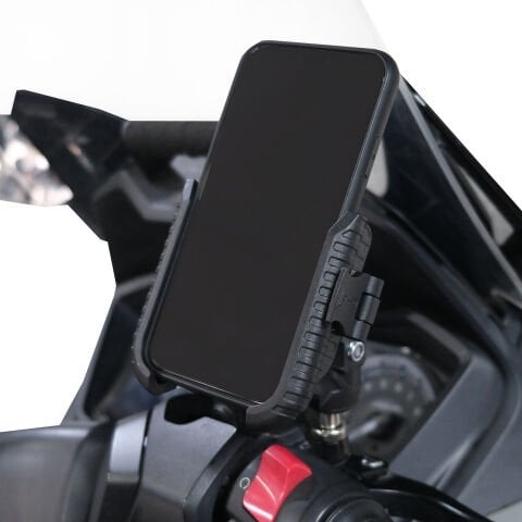 GP Kompozit Honda Forza 250 2018-2026 Uyumlu Titreşim Modüllü Telefon Tutucu Siyah