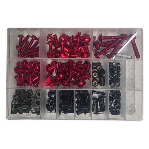 GP Kompozit Universal 195 Parça Racing Motosiklet Kaporta Grenaj Vida Seti Kırmızı