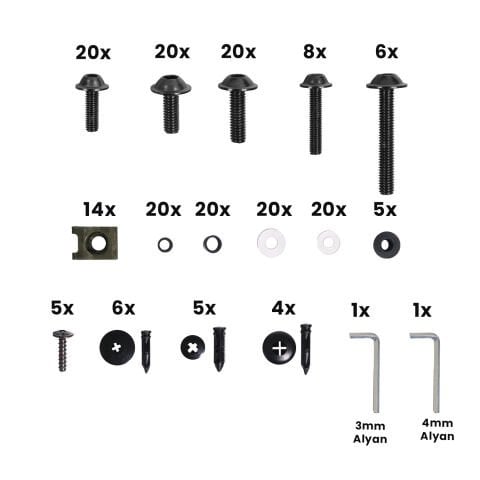 GP Kompozit Universal 195 Parça Racing Motosiklet Kaporta Grenaj Vida Seti Siyah