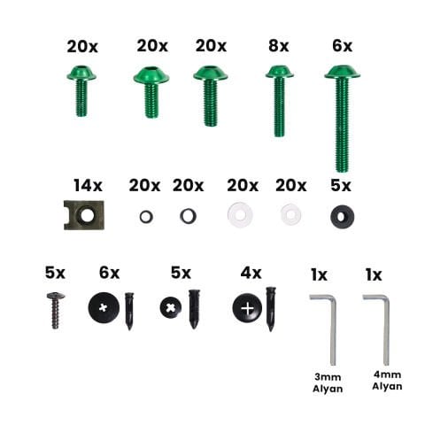 GP Kompozit Universal 195 Parça Racing Motosiklet Kaporta Grenaj Vida Seti Yeşil