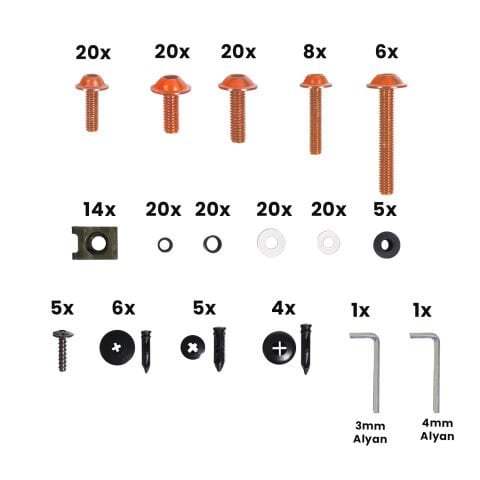 GP Kompozit Universal 195 Parça Racing Motosiklet Kaporta Grenaj Vida Seti Turuncu