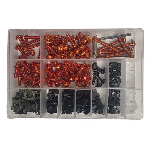 GP Kompozit Universal 195 Parça Racing Motosiklet Kaporta Grenaj Vida Seti Turuncu