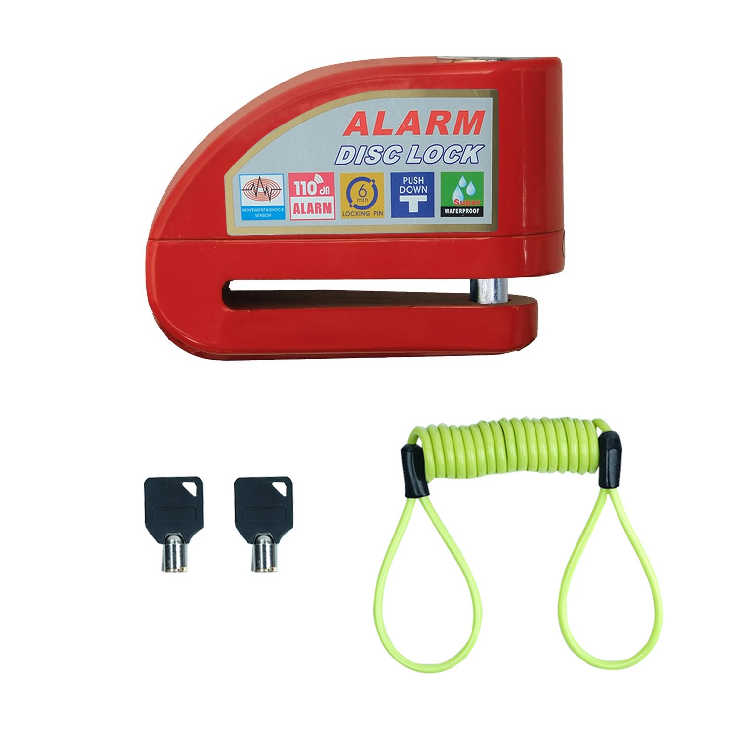 GP Kompozit DSK004 Universal Alarmlı Motosiklet Disk Kilidi Kırmızı