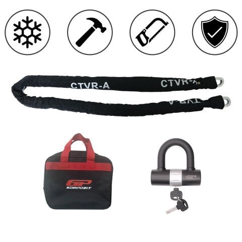 GP CTVR-A Universal 1.5 mt 10 mm Kesilmez Motosiklet Zinciri ve Kilidi