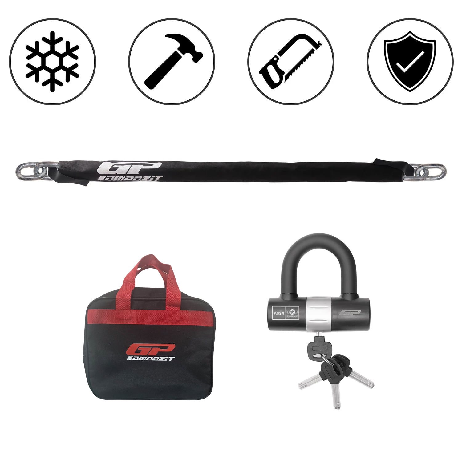 GP Kompozit Universal 1.5 mt 13 mm Motosiklet Zinciri ve Kilidi