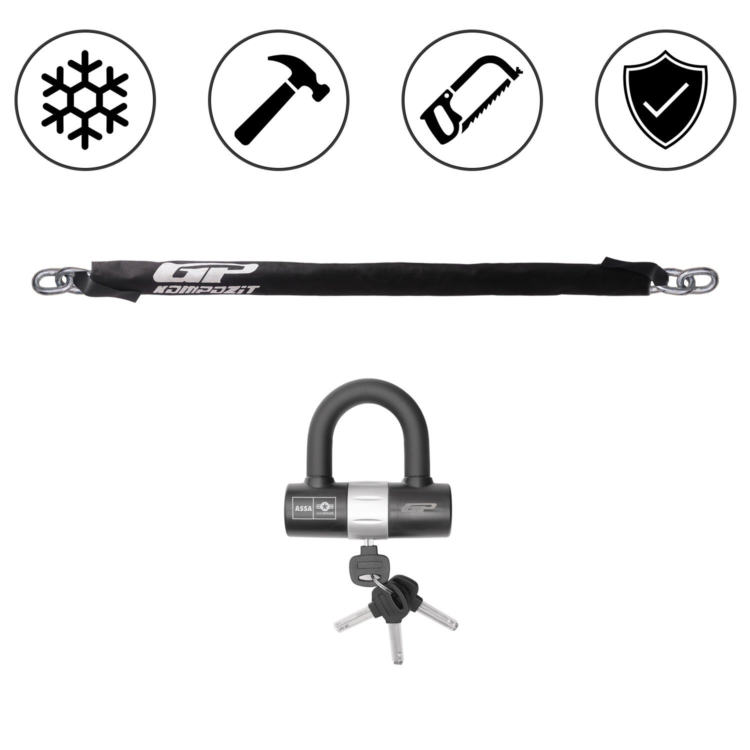 GP Kompozit Universal 2 mt 10 mm Motosiklet Zinciri ve Kilidi