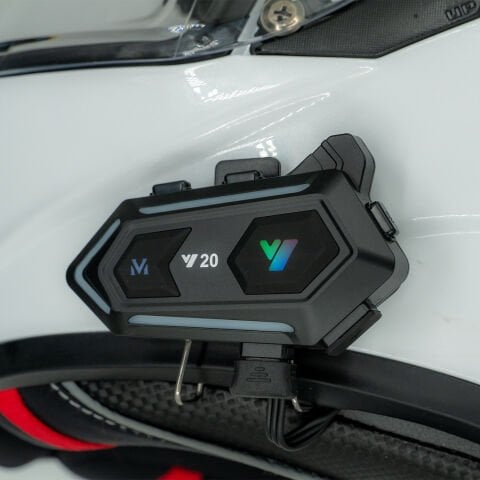 GP KATJMER Y20 Bluetooth 5.3 RGB Işıklı IPX6 Motosiklet Kask Kulaklığı Intercom